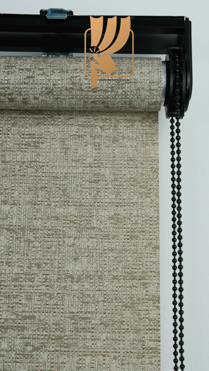 Haki Krem Dokulu Naturel Dekoratif Stor Perde 