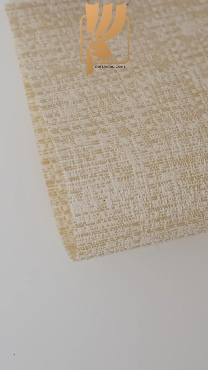 Krem Dokulu Naturel Dekoratif Dikey Stor Perde-Lüks Özel Ölçü