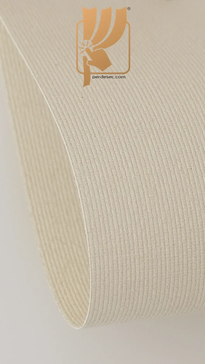 Krem Dikey Panama Kumaş Stor Perde &ndash;Yarı Geçirgen Işık Kontrollü Özel Ölçü