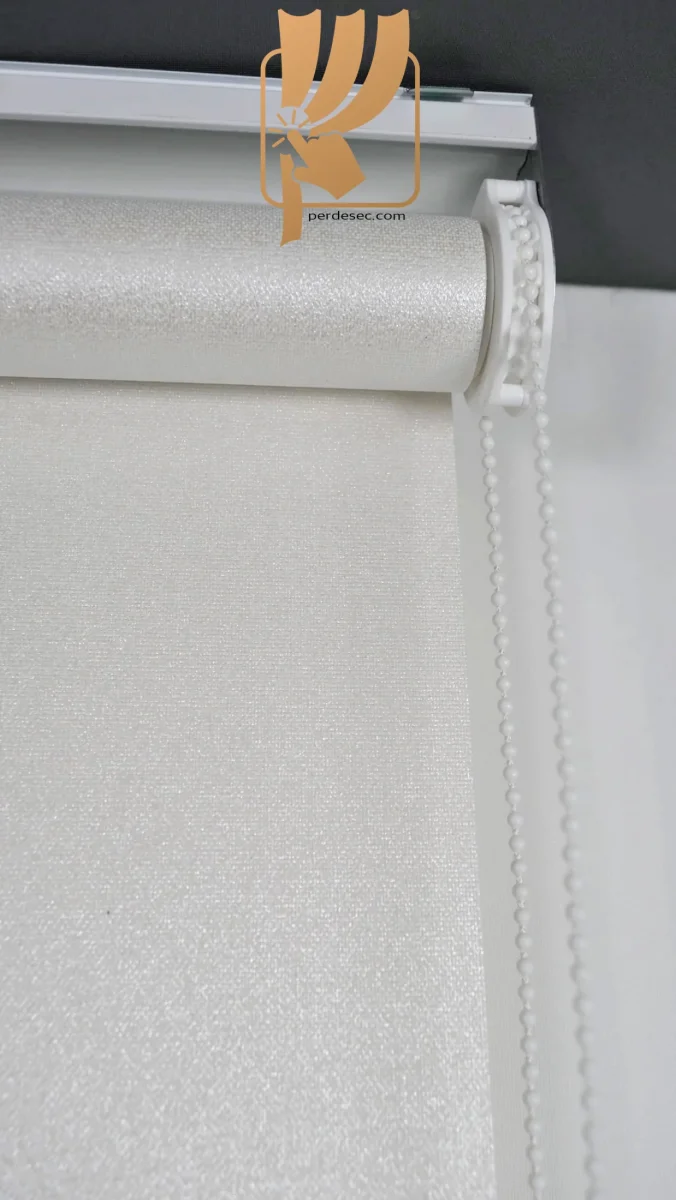 Panama  Stor Perde Ekru Sedef Premium Düz Dokuma 