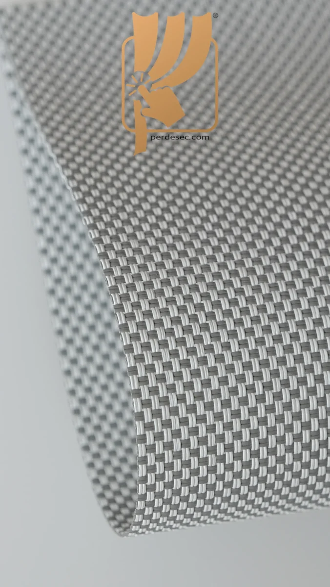 Avrupa Üretim Gri Dikey Screen Stor Perde %5 Işık Geçirgen UV Korumalı Isı Kontrollü 