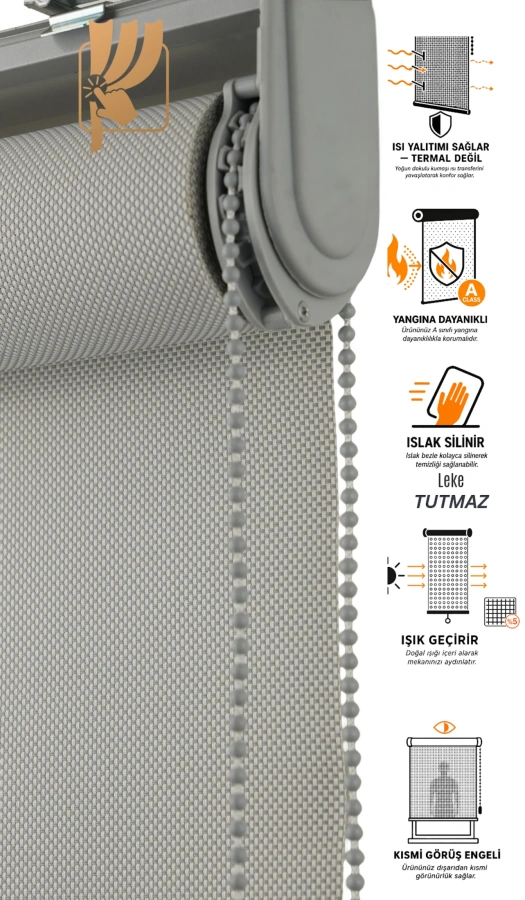 Motorlu-Manuel-%5 Screen Stor Perde -UV Korumalı Isı Kontrollü Avrupa Üretim-Gri 