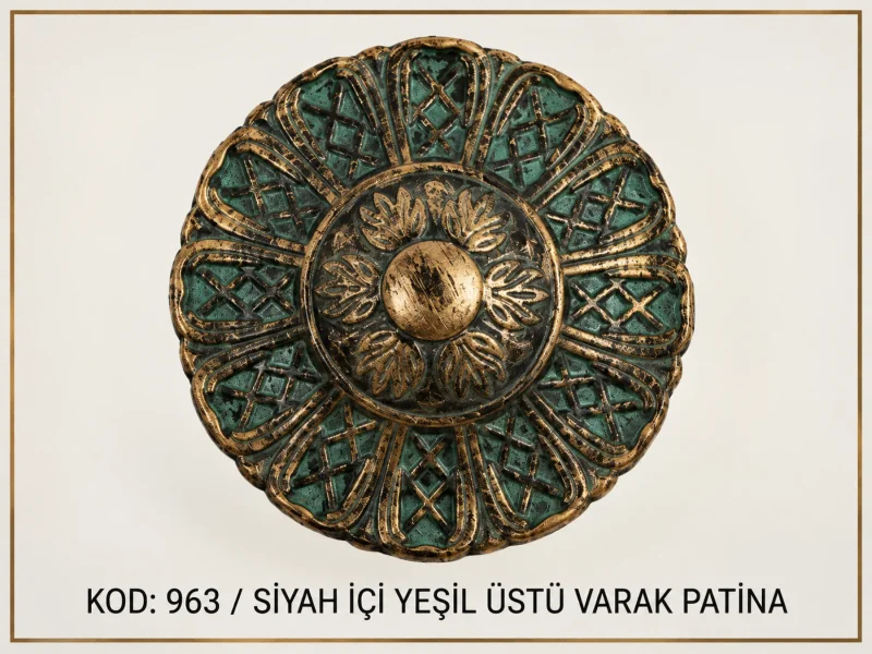 KOD :963 (Siyah İçi Yeşil Üstü Varak Patina)