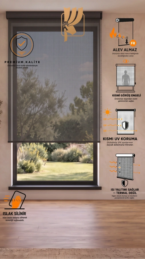 Motorlu-Manuel-%5 Screen Stor Perde -UV Korumalı Isı Kontrollü Avrupa Üretim-Antrasit